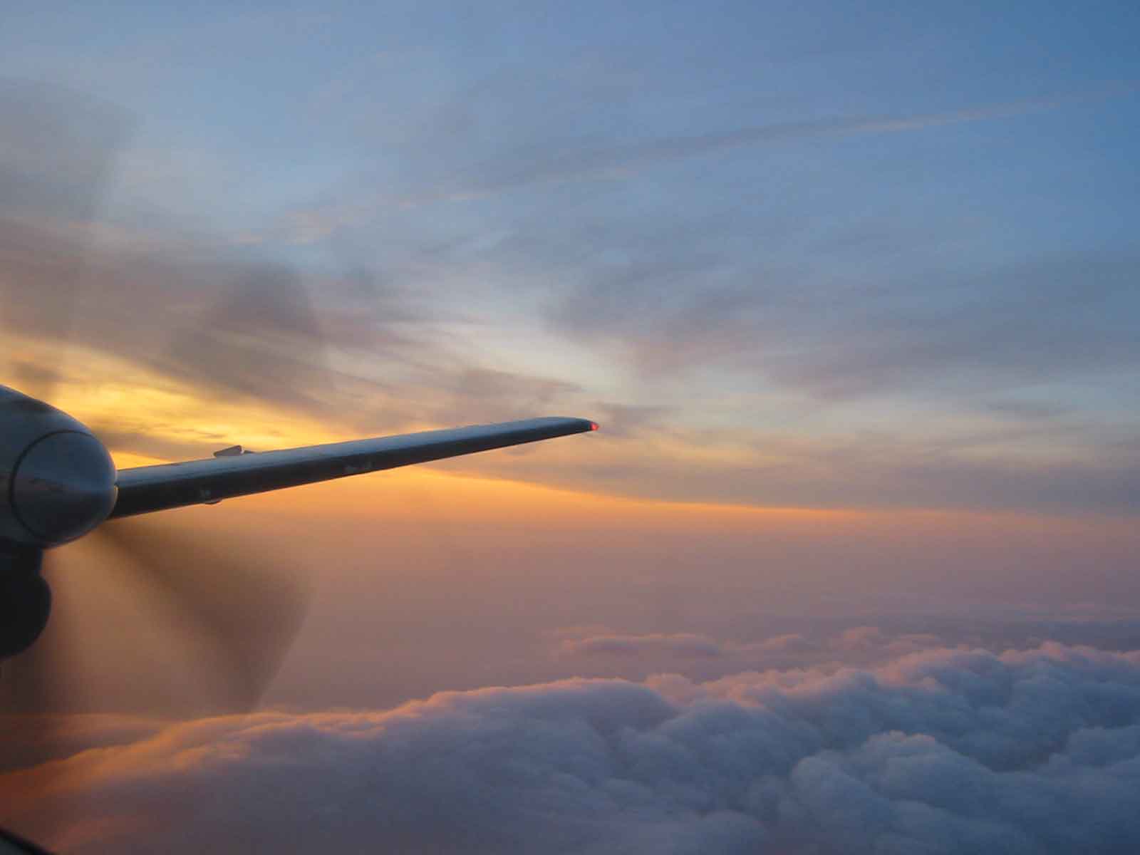 Flugzeugs im Sonnenuntergang